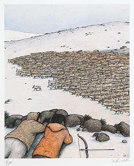 #56 ~ Kurelek - Stalking Migrating Caribou  #198/300