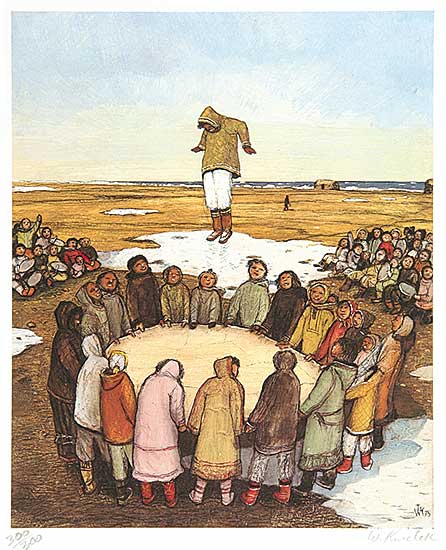 #57 ~ Kurelek - Sky Tossing at Alaska Whaling Celebrations  #300/300