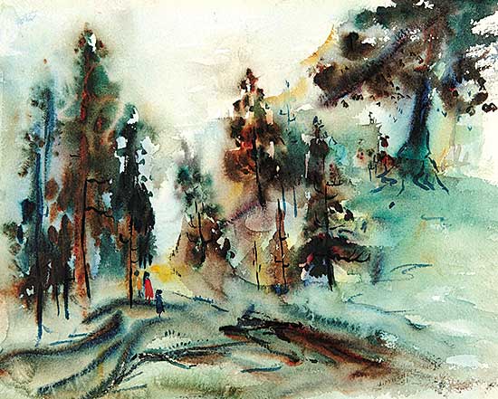 #76.1 ~ Mitchell - Untitled - A Walk in the Mountains / [verso] Saturday Morning