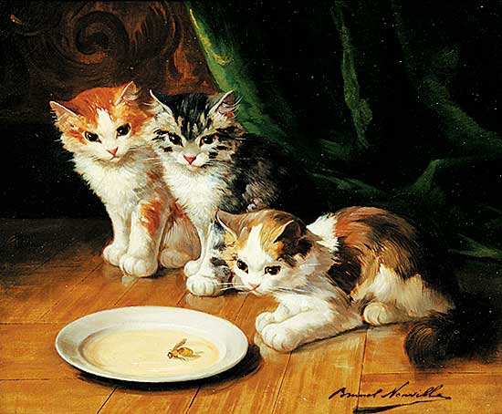 #216 ~ Neuville - Untitled - Kittens Drinking Milk