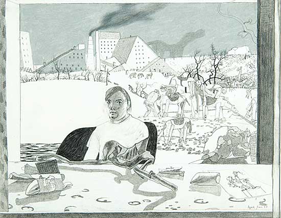 #307 ~ Eyre - Untitled - Portrait with Wheeled Horses in Landscape