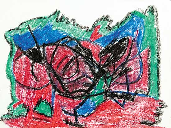 #309 ~ Gervais - Untitled - Abstract in Green, Blue and Red