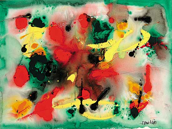 #323 ~ Ronald - Untitled - Abstract in Yellow, Red and Green