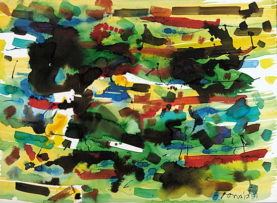 #324 ~ Ronald - Untitled - Abstract in Green and Black