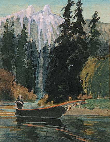 #514 ~ Blomfield - Untitled - A Canoeist with the Lions in Background
