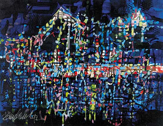 #536 ~ Head - Untitled - Abstract in Blue, Green and Red