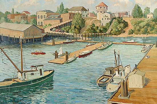 #555 ~ Jones - Untitled - Nanaimo Wharf with Bastion in Background