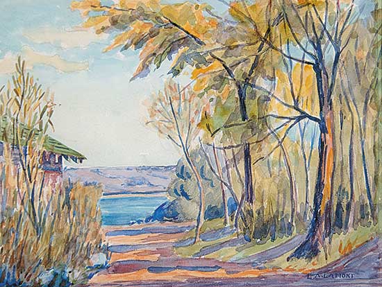 #559 ~ Lamont - Untitled - Cabin at the Lake