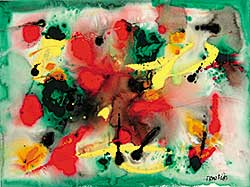 #323 ~ Ronald - Untitled - Abstract in Yellow, Red and Green