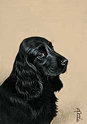 #587 ~ Riabouchine - Untitled - Black Puppy with Brown Background