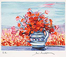 #32 ~ Michel-Henry - Untitled - Red and Orange Flowers  #H.C.