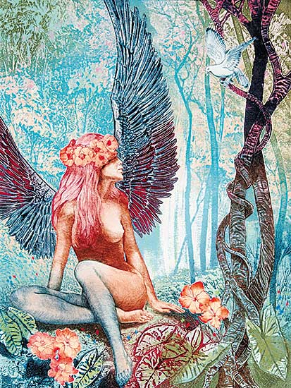 #42 ~ Kravjansky - Untitled - Winged Lady and Dove  #A.P. X/XII