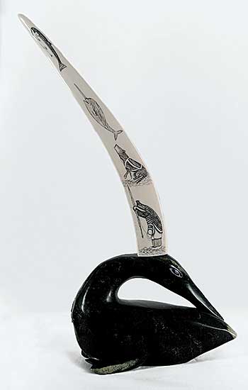 #463 ~ Ashoona - Untitled - Bird and Tusk with Scrimshaw
