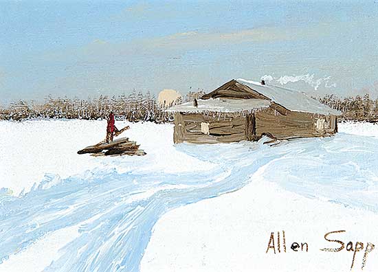 #537 ~ Sapp - Untitled - Stacking Wood in Winter