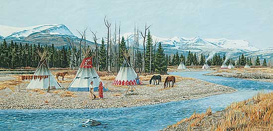 #624 ~ Surber - Untitled - Indian Encampment