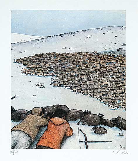 #870 ~ Kurelek - Stalking Migrating Caribou  #114/300