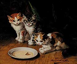 #613 ~ Neuville - Untitled - Kittens Drinking Milk