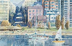 #890 ~ Morris - Untitled - Sailboats in English Bay