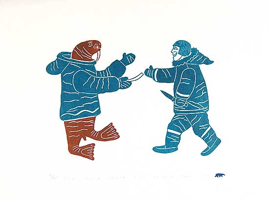 #27 ~ Paningajak - Untitled -  Man Meeting a Walrus  #35/35
