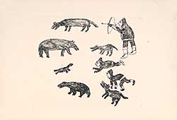 #28.1 ~ Inuit - Untitled - Three Hunters and Animals  #37/50