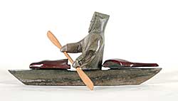 #41 ~ Inuit - Untitled - Kayak with Hunter and Two Red Seals