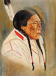 #100 ~ Plain Woman - Untitled - Indian with Eagle Feather #100 ~ Plain Woman - Untitled - Indian with Eagle Feather
