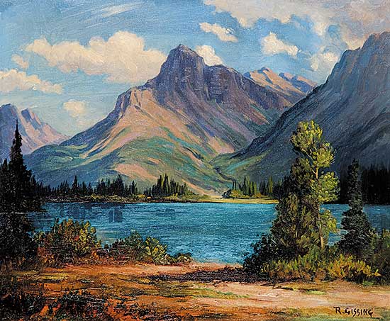 #29 ~ Gissing - Mts. Near Exshaw [Gap Lake with Mount McGillvray beyond]