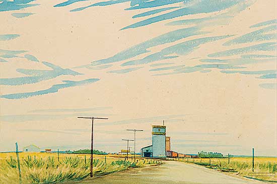#458 ~ Hurley - Untitled - Prairie Town with Green Fields