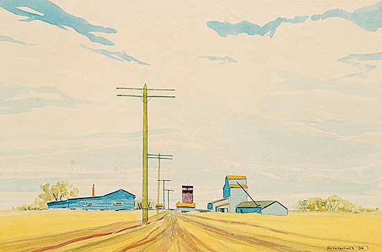 #459 ~ Hurley - Untitled - Prairie Town with Yellow Fields