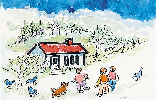 #500 ~ Mitchell - Untitled - 1 Dog, 3 Kids and 4 Birds