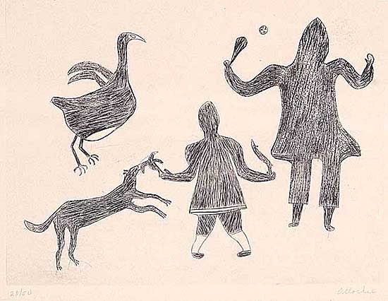 #33 ~ Ottochie - Untitled - Two Hunters and Animals  #28/50