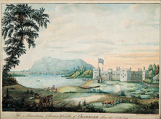 #82 ~ Walsh - The Mountain, Basin and Castle of Chamblee [Chambly] from the North-East Lat. 45.25 N. Long 73.10 W