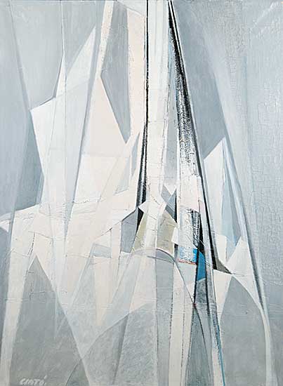 #432 ~ Csato - Untitled - Abstract in White, Grey and Blue