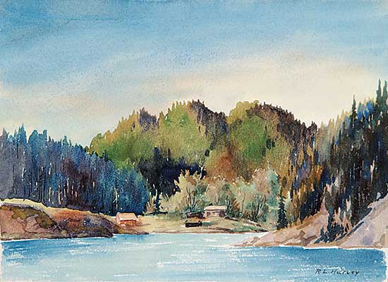 #455 ~ Harvey - Untitled - Cabin on the Lake