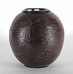#31 ~ Makovkin - Untitled - Brown Vase with Bird design