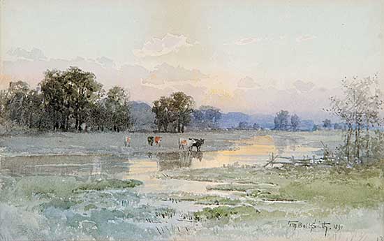 #4 ~ Bell-Smith - Untitled - Pastoral Sunset with Cows