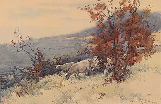 #432 ~ Ede - Untitled - Sheep Grazing on a Hillside