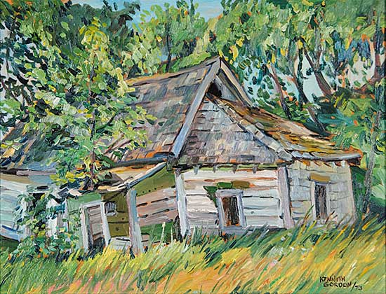 #694 ~ Gordon - Early Residence Growing over with Trees Near Gimli