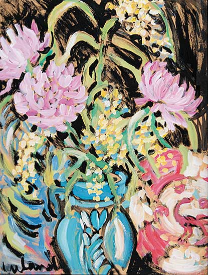 #711 ~ Ireland - Pink Flowers and Turquoise