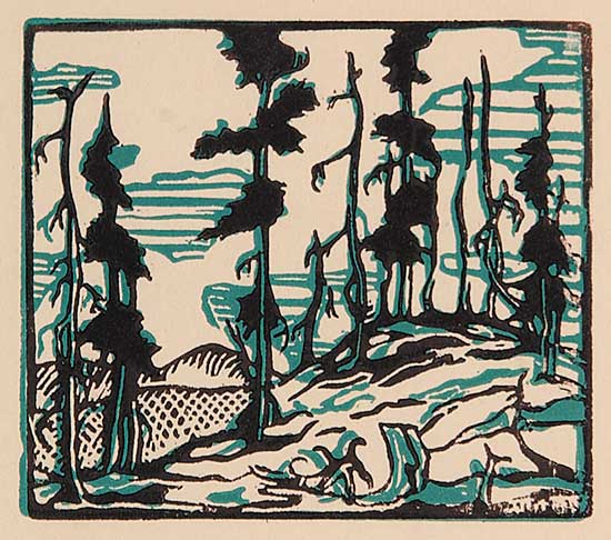 #87 ~ Nicoll - Untitled - Trees in Green and Black Landscape
