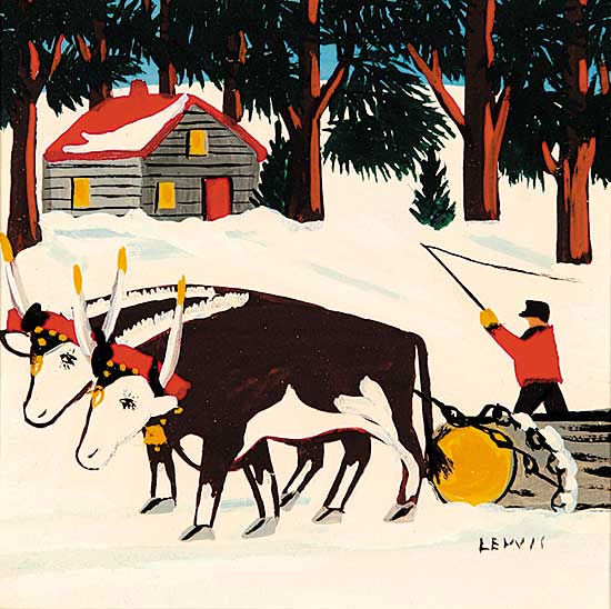#70 ~ Lewis - Untitled - Oxen Pulling a Log