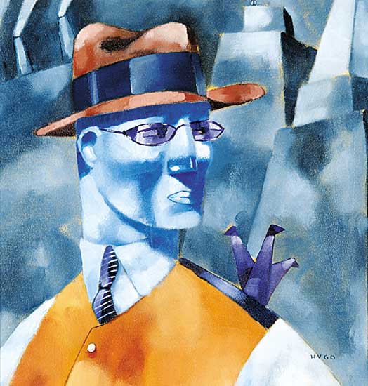 #416 ~ Dubon - Untitled - Man with a Brown Fedora and Purple Tie