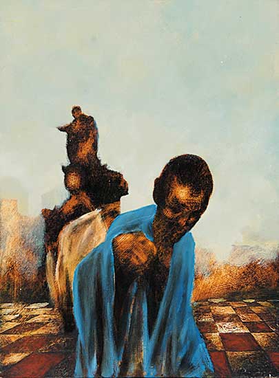 #635 ~ Burns - Untitled - Figure with Blue Cloak