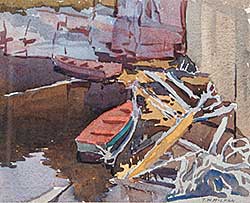 #733 ~ McLean - Untitled - Boats at Dock