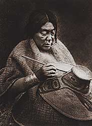 #211 ~ Curtis - Nakoaktok Indian Woman Painting a Hat, B.C. [plate #329]
