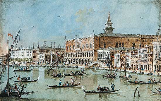 #313 ~ Guardi - A View of the Riva Degli Schiavoni and the Doge's Palace, Venice