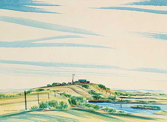 #543 ~ Hurley - Untitled - Farm Overlooking a Stream