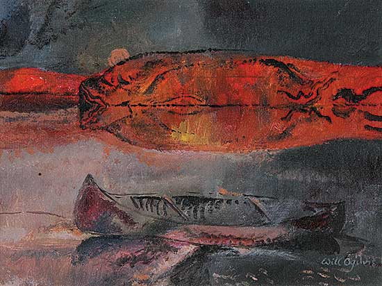 #568 ~ Ogilvie - Untitled - Canoe on the Lake
