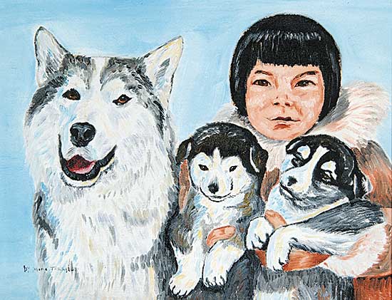 #805 ~ Thrasher - Untitled - Child with Puppies and Dog