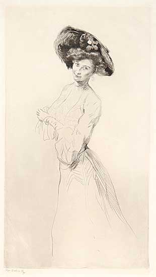 #51 ~ Chahine - Untitled - Lady with White Dress and Hat  #17/40